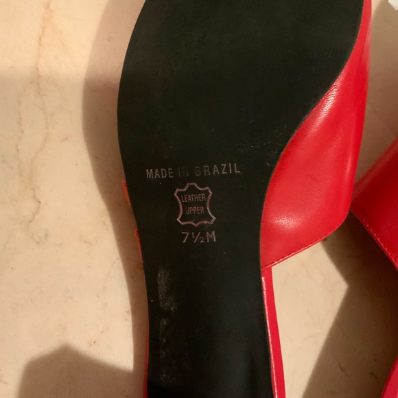 Alexandra Bartlett Woman’s Red Leather Slide Heels Size 7.5 - Picture 10 of 12